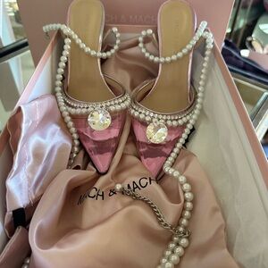 Mach & Mach HOT Pink PVC Faux Pearl Heels, Size 36 1/2